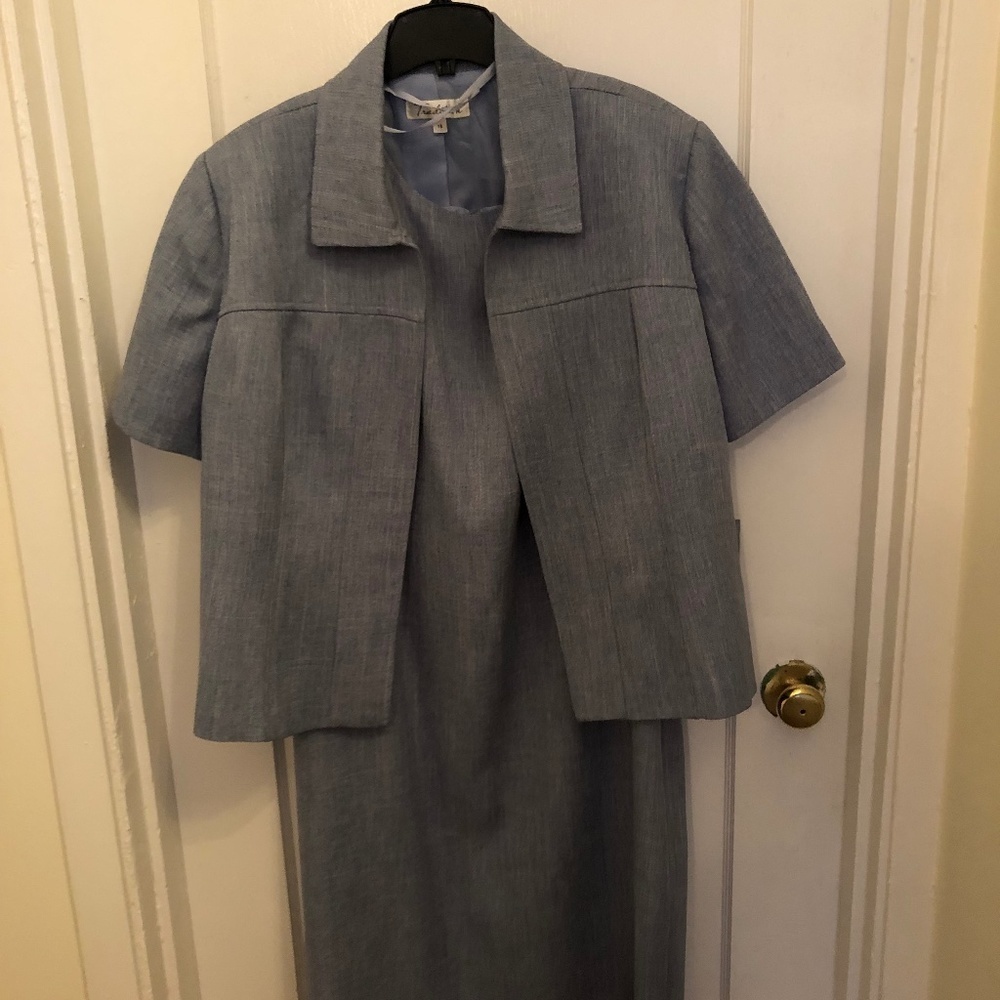 Tradition size 18 sleeveless blue dress with a short little dress overcoat.